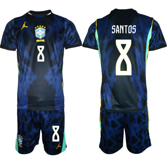 Men's Brazil national football team 8 Andrey Santos Navy 2026 Away Soccer Jersey Suit