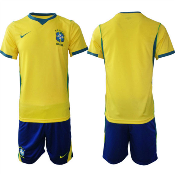 Men's Brazil national football team Blank Yellow Home 2026 Soccer Jersey Suit