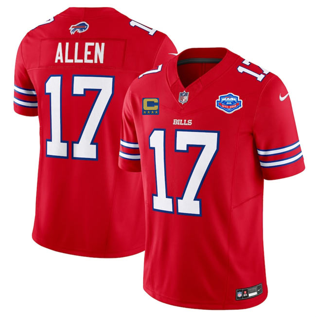 Men's Buffalo Bills 17 Josh Allen Red 2025 F.U.S.E. With Farewell Patch And 4 Star C Patch Vapor Untouchable Limited Football Stitched Jersey