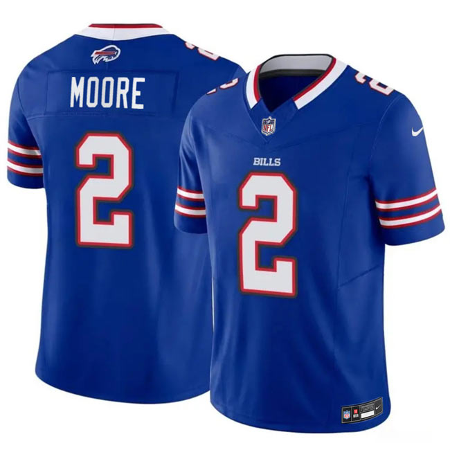 Men's Buffalo Bills 2 D.J. Moore Blue 2026 F.U.S.E. Vapor Untouchable Limited Stitched Football Jersey