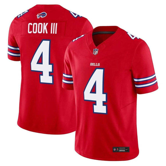 Men's Buffalo Bills 4 James Cook III Red 2025 F.U.S.E. Vapor Untouchable Limited Football Stitched Jersey