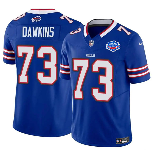 Men's Buffalo Bills 73 Dion Dawkins Blue 2025 F.U.S.E. With Farewell Patch Vapor Untouchable Limited Football Stitched Jersey