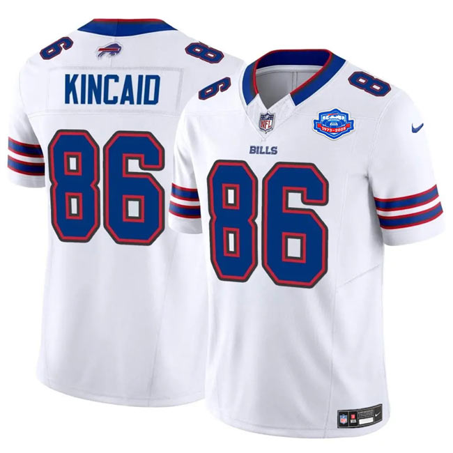Men's Buffalo Bills 86 Dalton Kincaid White 2025 F.U.S.E. With Farewell Patch Vapor Untouchable Limited Football Stitched Jersey