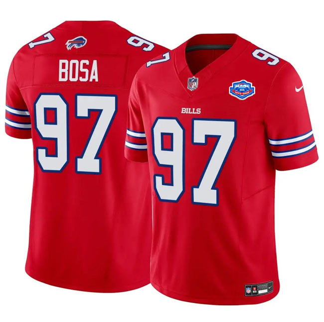 Men's Buffalo Bills 97 Joey Bosa Red 2025 F.U.S.E. With Farewell Patch Vapor Untouchable Limited Football Stitched Jersey