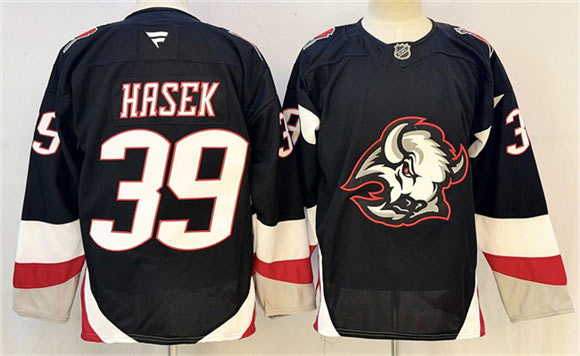 Men's Buffalo Sabres 39 Dominik Hasek Black 2024 25 Alternate Stitched Hockey Jersey