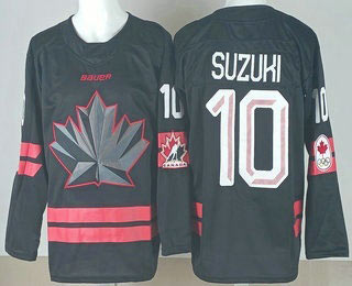 Men's Canada 10 Nick Suzuki Black 2026 Olympics Authentic Jersey