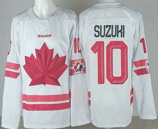 Men's Canada 10 Nick Suzuki White 2026 Olympics Authentic Jersey