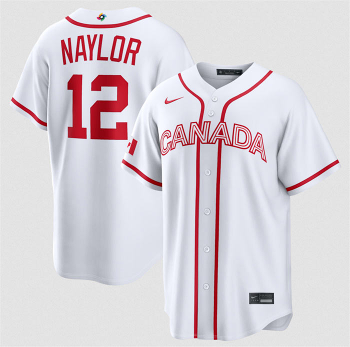 Men's Canada Baseball 12 Josh Naylor White 2026 World Baseball Classic Home Stadium Stitched Jersey