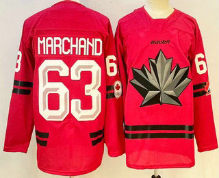 Men's Canada Hockey 63 Brad Marchand Red 2026 Olympics Authentic Jersey