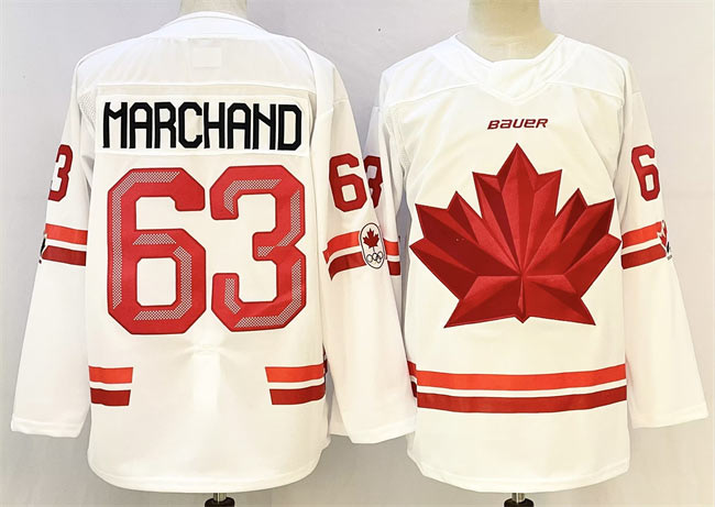 Men's Canada Hockey 63 Brad Marchand White Stitched Jersey