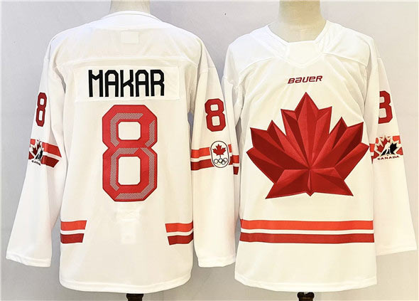 Men's Canada Hockey 8 Cale Makar White Stitched Jersey