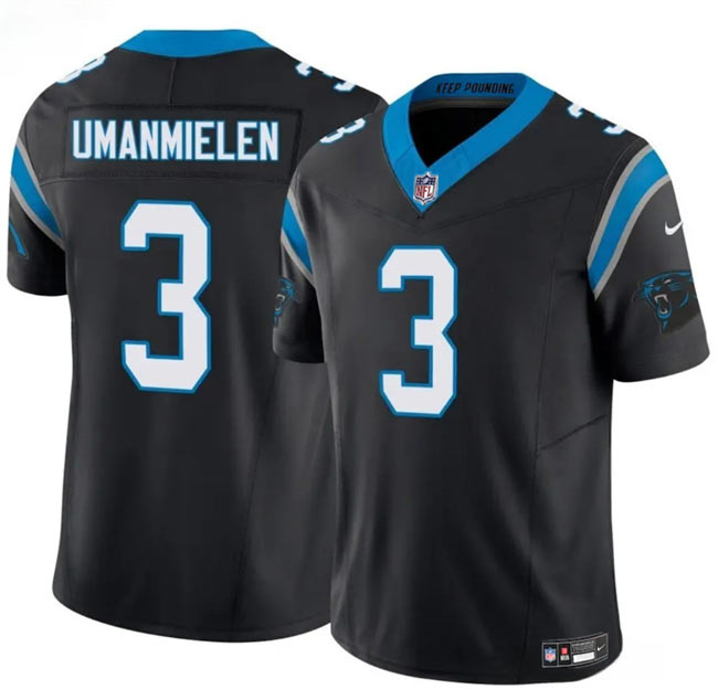 Men's Carolina Panthers 3 Princely Umanmielen Black 2025 F.U.S.E. Vapor Limited Stitched Football Jersey