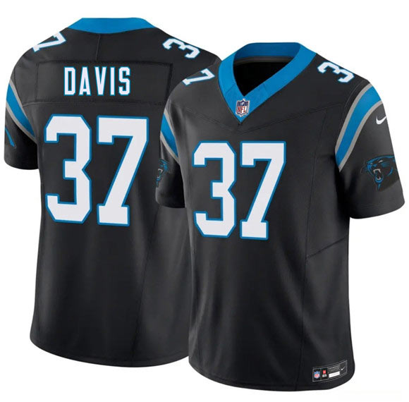 Men's Carolina Panthers 37 Miles Davis Black 2026 Draft F.U.S.E. Vapor Limited Football Stitched Jersey
