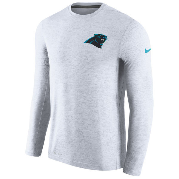Men's Carolina Panthers White Coaches Long Sleeve Performance T Shirt