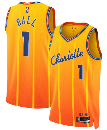 Men's Charlotte Hornets 1 LaMelo Ball Gold 2025 26 City Edition Swingman Stitched Jersey