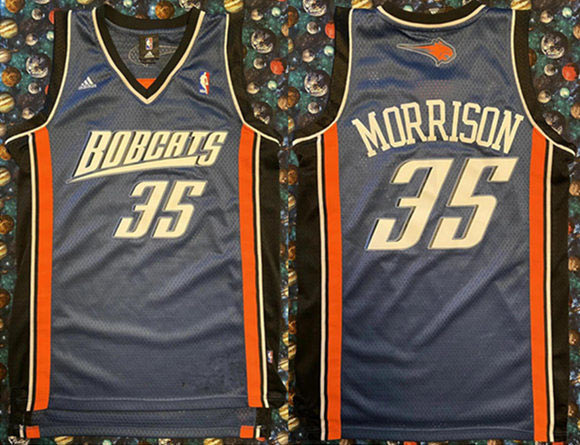 Men's Charlotte Hornets 35 Adam Morrison Navy Stitched Basketball Jersey