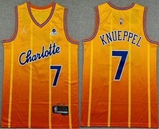 Men's Charlotte Hornets 7 Kon Knueppel Yellow 2025 City Sponsor Swingman Jersey