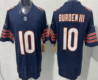 Men's Chicago Bears 10 Luther Burden III Limited Navy FUSE Vapor Jersey