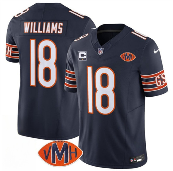 Men's Chicago Bears 18 Caleb Williams Navy 2025 F.U.S.E. With 1 Star C Patch And VMH Patch Vapor Untouchable Limited Football Stitched Jersey