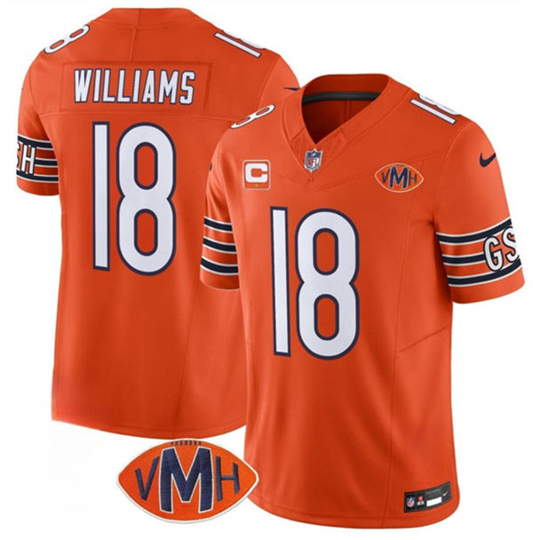 Men's Chicago Bears 18 Caleb Williams Orange 2025 F.U.S.E. With 1 Star C Patch And VMH Patch Vapor Untouchable Limited Football Stitched Jersey