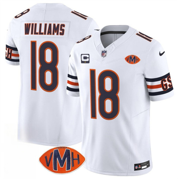 Men's Chicago Bears 18 Caleb Williams White 2025 F.U.S.E. With 1 Star C Patch And VMH Patch Vapor Untouchable Limited Football Stitched Jersey