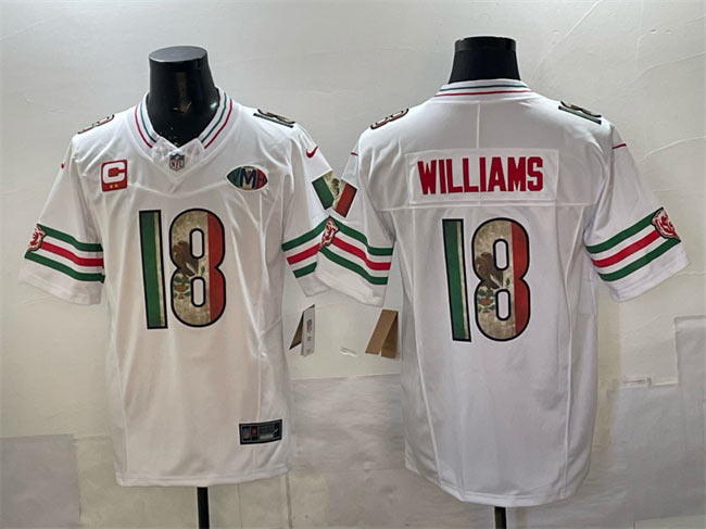 Men's Chicago Bears 18 Caleb Williams White Mexico F.U.S.E. With 2 star C Patch And VMH Patch Throwback Stitched Football Jersey