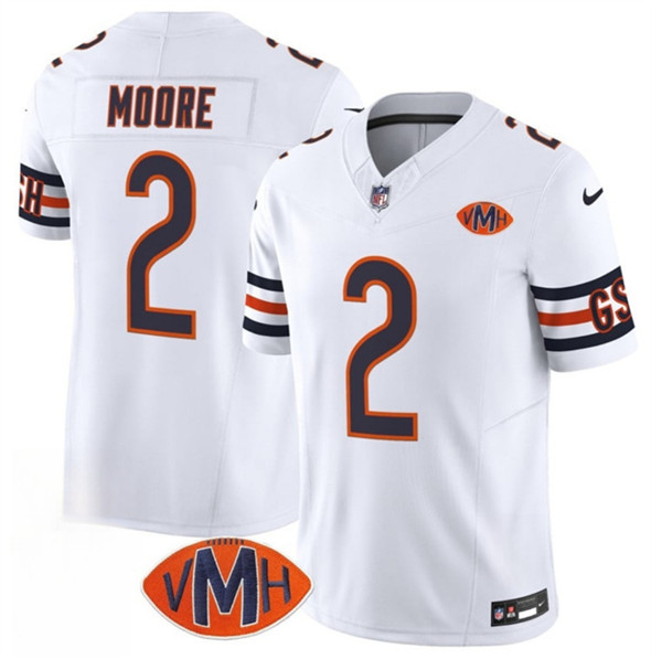 Men's Chicago Bears 2 D.J. Moore White 2025 F.U.S.E. With VMH Patch Vapor Untouchable Limited Football Stitched Jersey