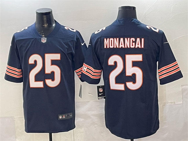 Men's Chicago Bears 25 Kyle Monangai Navy Vapor Untouchable Football Stitched Jersey