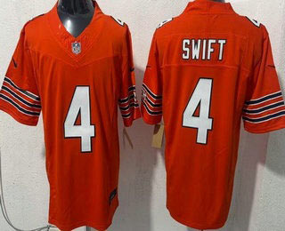 Men's Chicago Bears 4 D'Andre Swift Limited Orange FUSE Vapor Jersey