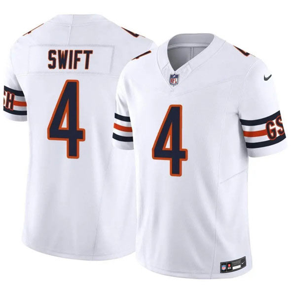 Men's Chicago Bears 4 D'Andre Swift White 2025 F.U.S.E. Vapor Untouchable Limited Football Stitched Jersey