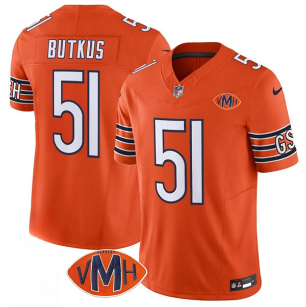 Men's Chicago Bears 51 Dick Butkus Orange 2025 F.U.S.E. With VMH Patch Vapor Untouchable Limited Football Stitched Jersey