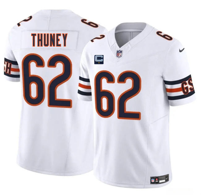 Men's Chicago Bears 62 Joe Thuney White 2025 F.U.S.E. With 1 Star C Patch Vapor Untouchable Limited Stitched Football Jersey