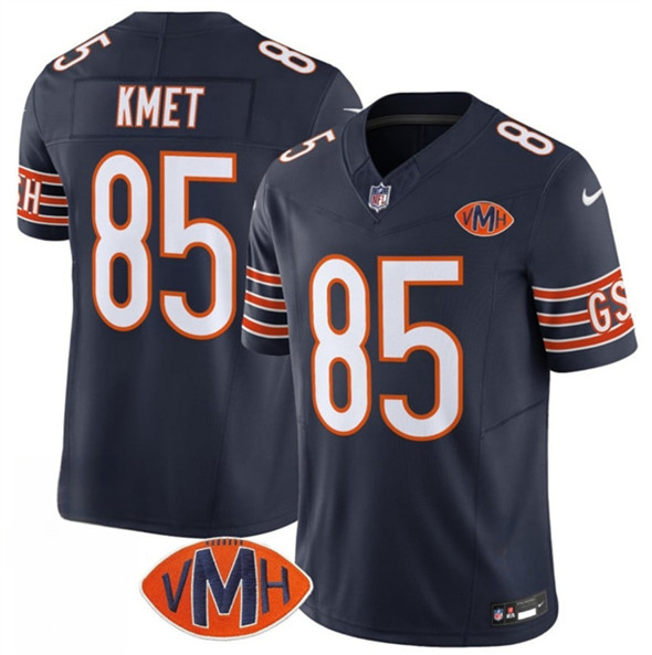 Men's Chicago Bears 85 Cole Kmet Navy 2025 F.U.S.E. With VMH Patch Vapor Untouchable Limited Football Stitched Jersey