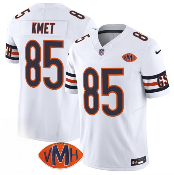 Men's Chicago Bears 85 Cole Kmet White 2025 F.U.S.E. With VMH Patch Vapor Untouchable Limited Football Stitched Jersey
