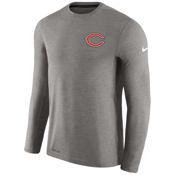 Men's Chicago Bears Charcoal Coaches Long Sleeve Performance T Shirt