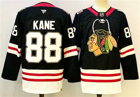 Men's Chicago Blackhawks 88 Patrick Kane Black Stitched Hockey Jersey
