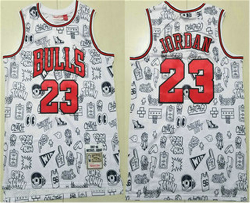 Men's Chicago Bulls 23 Michael Jordan 1997 98 White Hardwood Swingman Throwback Jersey