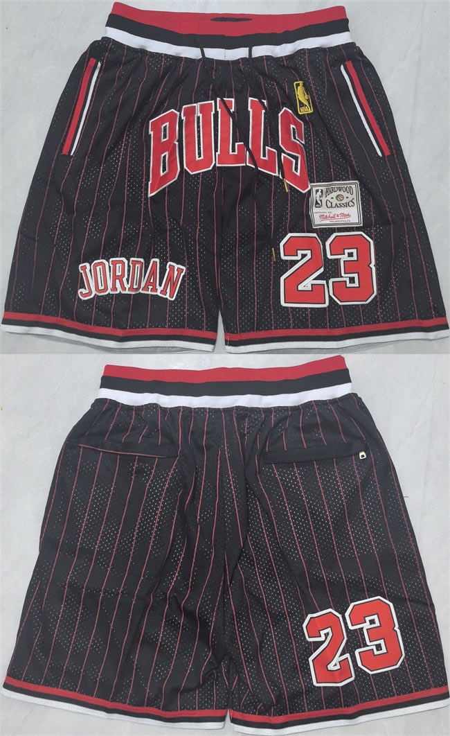 Men's Chicago Bulls 23 Michael Jordan Black Shorts (Run Small)