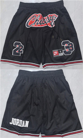 Men's Chicago Bulls 23 Michael Jordan Black Shorts 001 (Run Small)