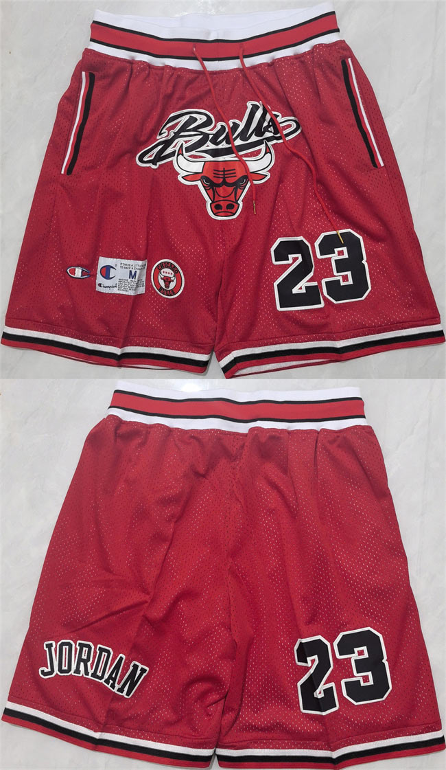 Men's Chicago Bulls 23 Michael Jordan Red Shorts (Run Small)