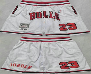 Men's Chicago Bulls 23 Michael Jordan White Just Don Shorts