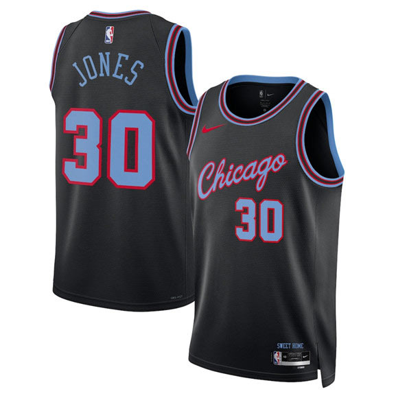 Men's Chicago Bulls 30 Tre Jones Black 2025 26 City Edition Swingman Stitched Basketball Jersey