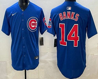 Men's Chicago Cubs 14 Ernie Banks Blue Limited Jersey