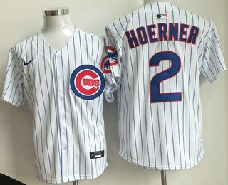 Men's Chicago Cubs 2 Nico Hoerner White Limited Cool Base Jersey