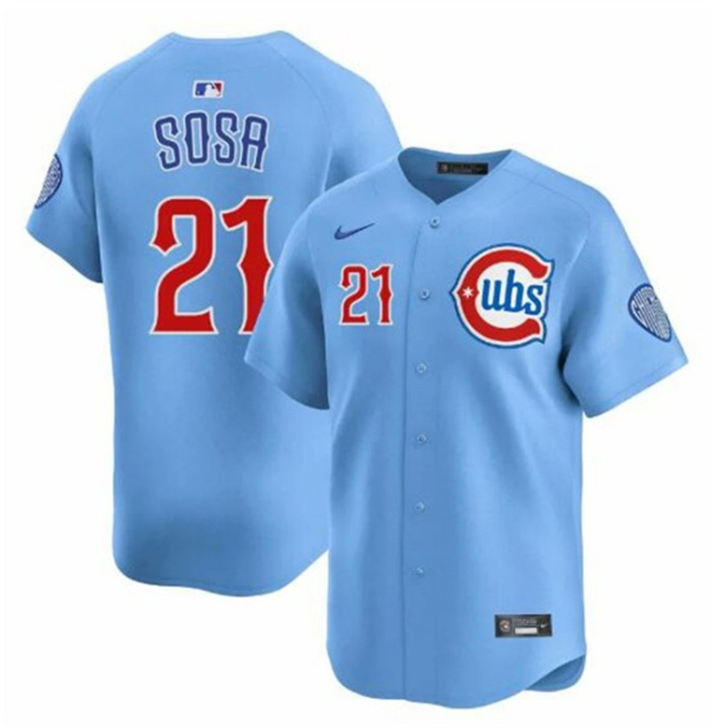 Men's Chicago Cubs 21 Sammy Sosa Blue 2024 25 2nd Alternate Limited Stitched Baseball Jersey