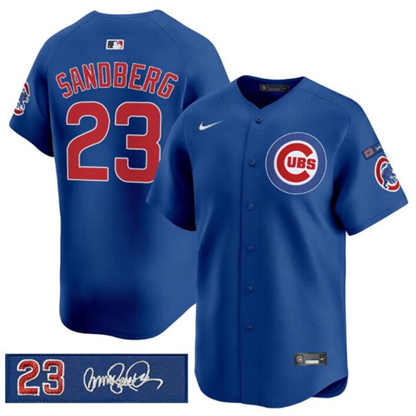 Men's Chicago Cubs 23 Ryne Sandberg Royal 'Ryne Sandberg Tribute' Vapor Limited V3 Stitched Baseball Jersey