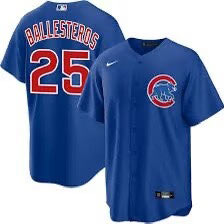 Men's Chicago Cubs 25 Moises ballesteros Blue Cool Base Stitched Baseball Jersey