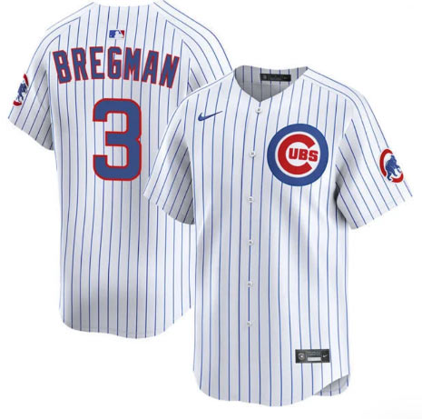 Men's Chicago Cubs 3 Alex Bregman White 2026 Home Limited Stitched Baseball Jersey