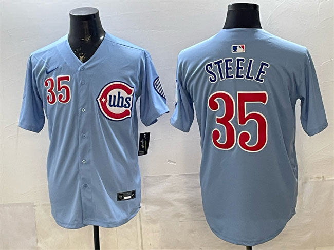 Men's Chicago Cubs 35 Justin Steele Blue 2024 25 2nd Alternate Limited Stitched Baseball Jersey