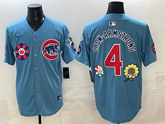 Men's Chicago Cubs 4 Pete Crow Armstrong Blue 2025 Tokyo Series 2nd Alternate Limited Stitched Baseball Jersey